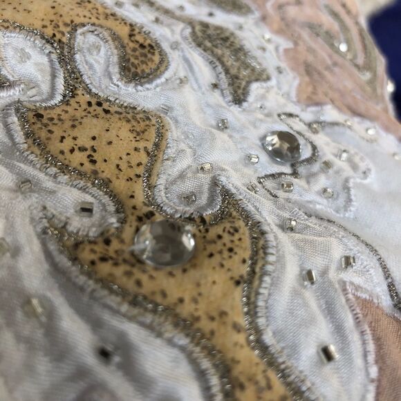 Vintage 80s 90s Mock Neck Appliqué Bling Top L - Picture 11 of 11